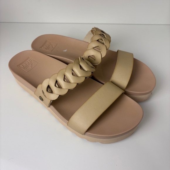 Reef Tan Woven Slip-On Platform Sandals - Picture 3 of 7